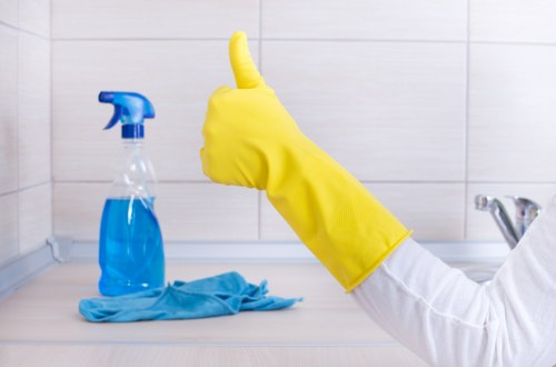 Cleaning a modern apartment building lobby in Shepherdsbush