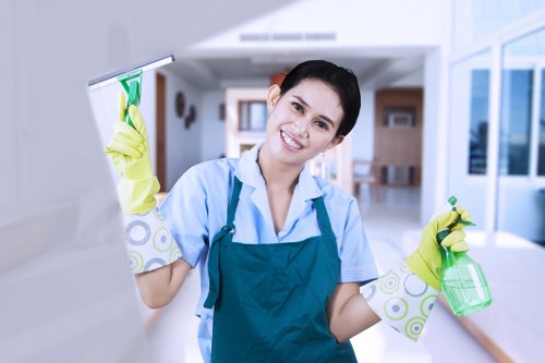 Local cleaning team working in a Shepherdsbush apartment building